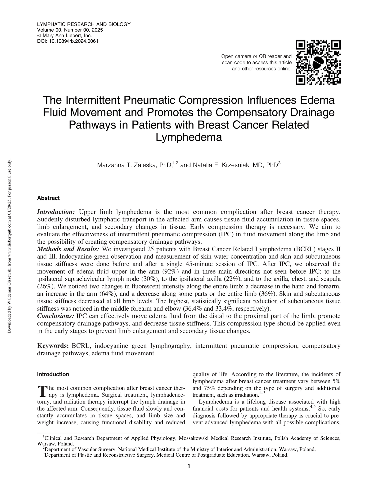 Preview of the IPC and edema fluid movement study